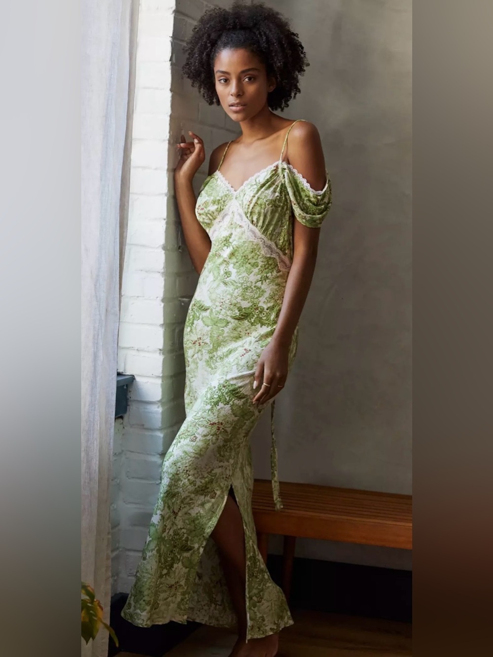 Anthropologie Garden Maxi Lace Trim Dress Size Large NWT